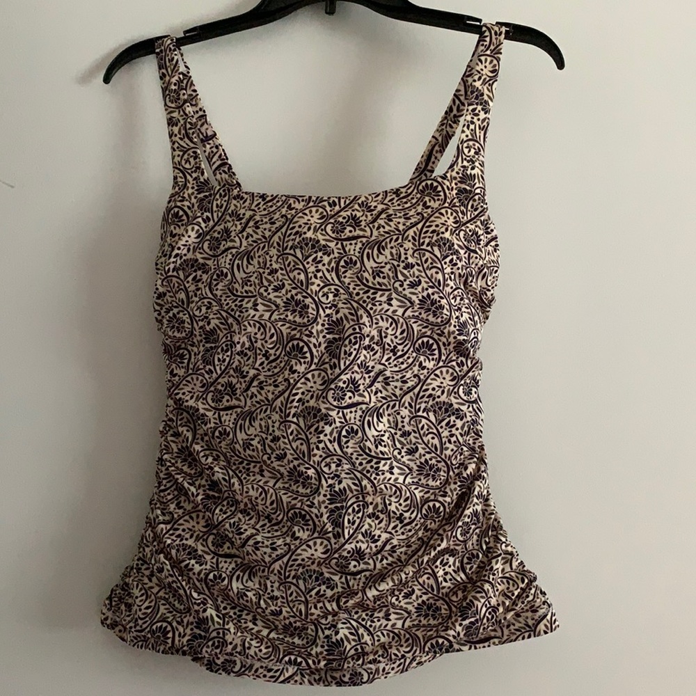 Square Neck Bra Cup Printed Tankini